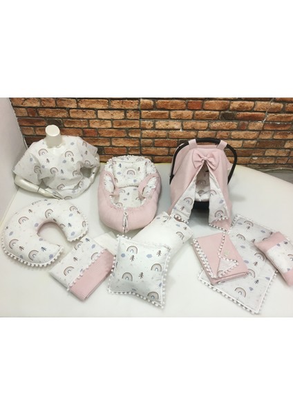 Buse Baby Home Pembe Çok Amaçlı Babynest , Puset Örtüsü ve Minderi , Alt Açma ve Battaniye, Nevresim Takımı 15'li Set