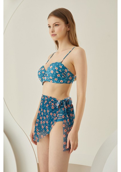 Renkli Tiny Flower Yandan Bağlamalı Pareo Etek fiyatları