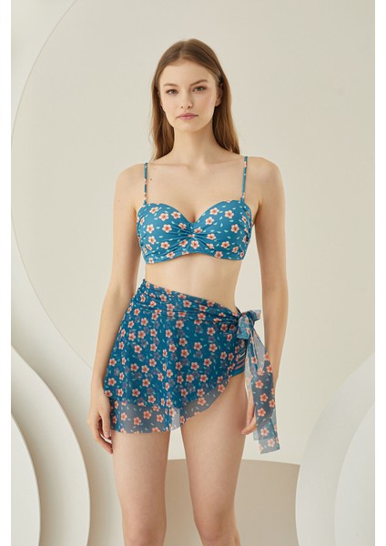 Renkli Tiny Flower Yandan Bağlamalı Pareo Etek modelleri