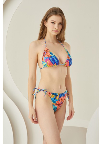 Renkli Fresh Flower Yandan Bağlamalı Tek Alt Bikini fiyatları