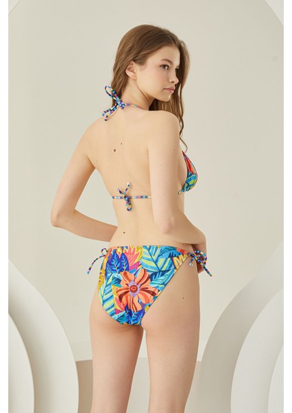 Renkli Fresh Flower Yandan Bağlamalı Tek Alt Bikini indirimleri