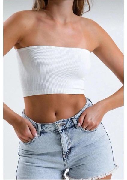 Kadın Büstiyer Straplez Crop Bluz