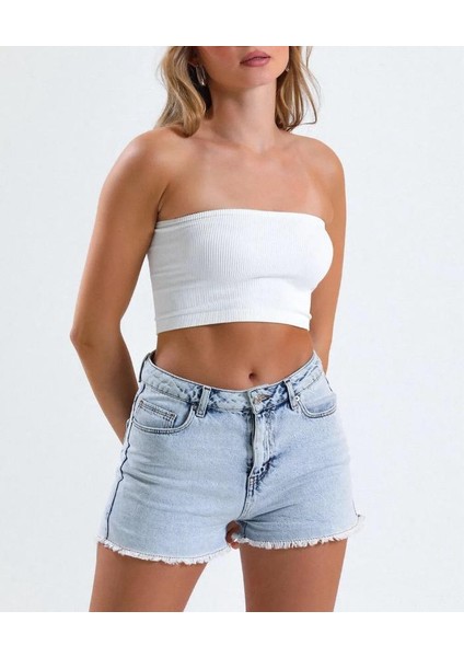 Kadın Büstiyer Straplez Crop Bluz