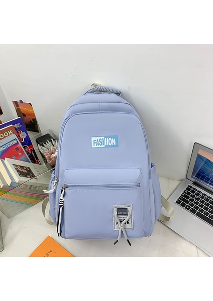 Okul Çantası Kadın Kolej Tarzı Çok Yönlü Sırt Çantası Düz Renk Üniversite Öğrencisi Basit Büyük Kapasiteli Sırt Çantası (Yurt Dışından)