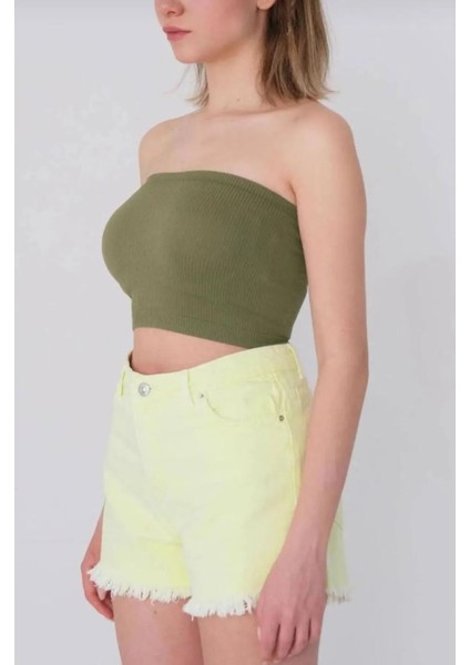 Kadın Büstiyer Straplez Crop Bluz