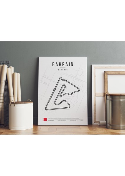 Formula1 Bahreyn Pisti Çizimi Kanvas Tablo Minimalist F1 Sanatsal Tablo Duvar Dekoru