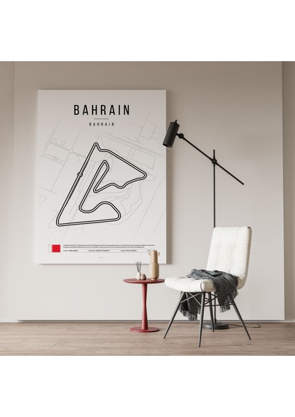 Formula1 Bahreyn Pisti Çizimi Kanvas Tablo Minimalist F1 Sanatsal Tablo Duvar Dekoru