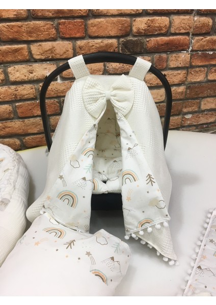 Buse Baby Home Krem Çok Amaçlı Babynest , Puset Örtüsü ve Minderi , Alt Açma ve Battaniye, Nevresim Takımı 15'li Set