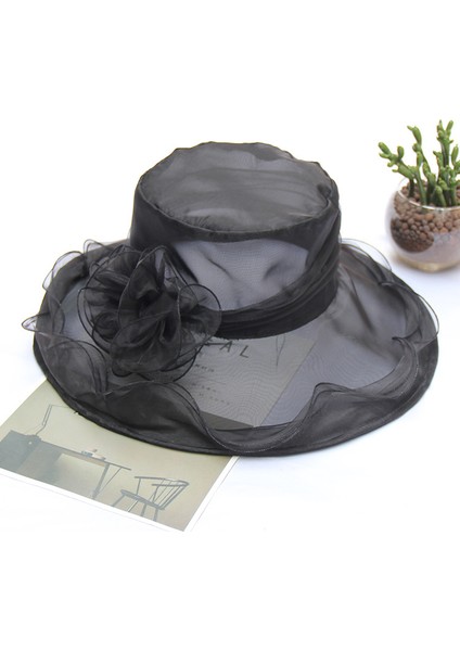 Büyük Kenar Güneşlik Şapka Bayanlar Çiçek Plaj Uv Güneş Şapkası (Yurt Dışından)