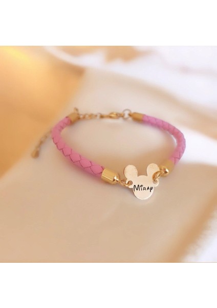 Miray Adına 14 Ayar Altın Mikifare Plaka Deri BILEKLIK-G.409942H.410072J.410202K.410332L.410462 fiyatları