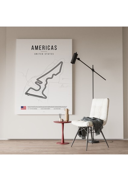 Formula1 Amerika Pisti Çizimi Kanvas Tablo Minimalist F1 Sanatsal Tablo Duvar Dekoru