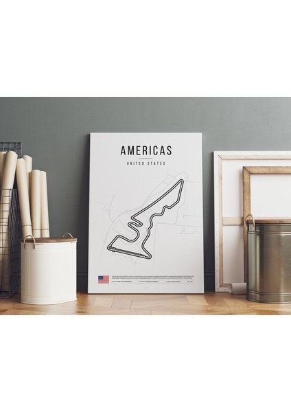 Formula1 Amerika Pisti Çizimi Kanvas Tablo Minimalist F1 Sanatsal Tablo Duvar Dekoru