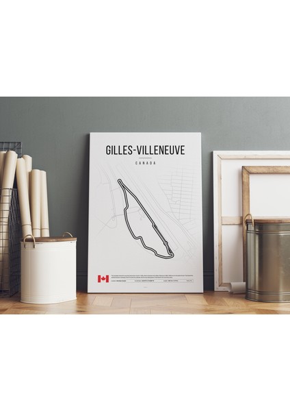 Formula1 Kanada Gilles Villeneuve Pisti Kanvas Tablo Minimalist F1 Sanatsal Tablo Duvar Dekoru