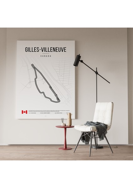 Formula1 Kanada Gilles Villeneuve Pisti Kanvas Tablo Minimalist F1 Sanatsal Tablo Duvar Dekoru