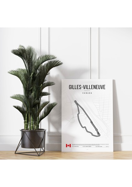 Formula1 Kanada Gilles Villeneuve Pisti Kanvas Tablo Minimalist F1 Sanatsal Tablo Duvar Dekoru