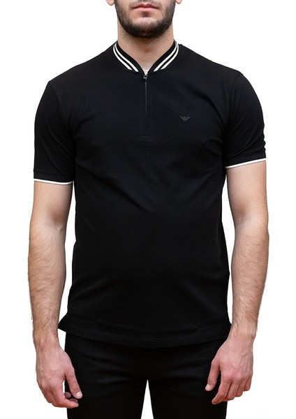 Emporio Arm Regular Fit %100 Pamuk Polo T Shirt Fermuarlı Erkek