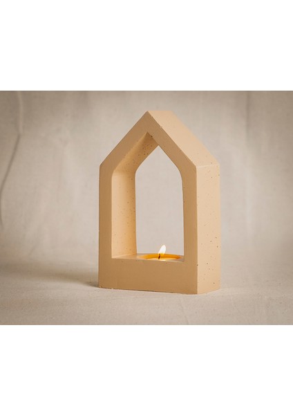 Ev Şeklinde Beton Tealight Mumluk Ve Kitap Tutucu -Özel Tasarım Dekoratif Mumluk indirimleri