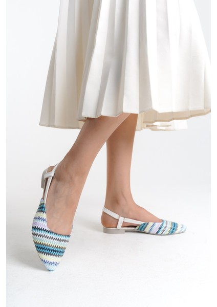 Gısele Mavi Kadın Hasır Detay Günlük Rahat Şık Sivri Burun Sandalet Terlik GISELE-1980