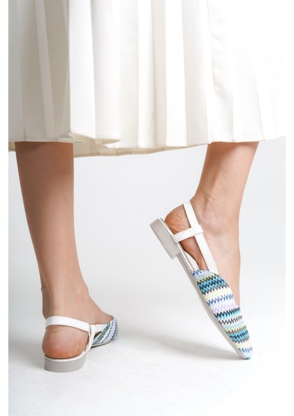 Gısele Mavi Kadın Hasır Detay Günlük Rahat Şık Sivri Burun Sandalet Terlik GISELE-1980 modelleri