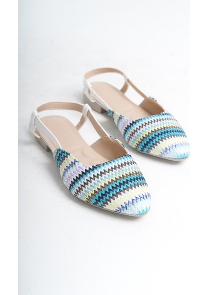 Gısele Mavi Kadın Hasır Detay Günlük Rahat Şık Sivri Burun Sandalet Terlik GISELE-1980 fırsatları