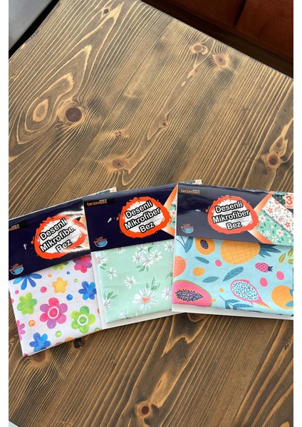 Mikrofiber Temizlik Bezi Iz Bırakmaz Toz Bırakmayan Desenli Toz Bezi (3 Adet)