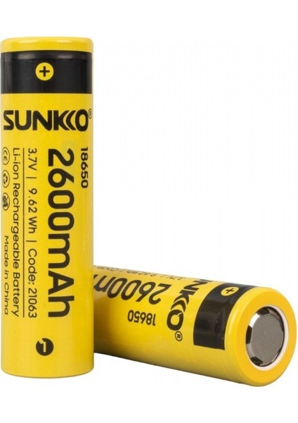 3.7 Volt 2600 Mah 18650 Şarj Edilebilir Pil 2'li Paket