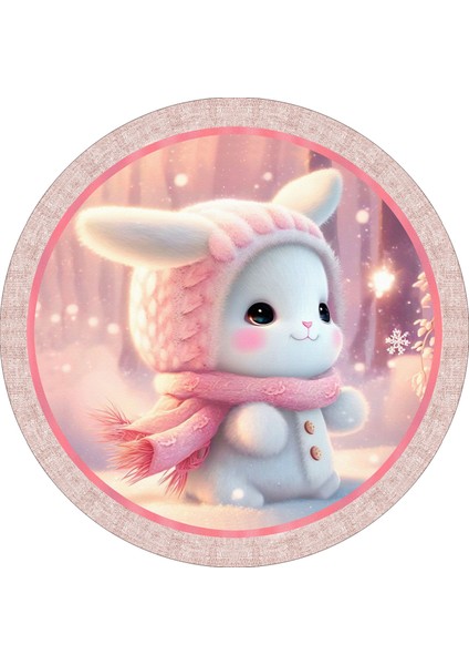 Sevimli Tavşan Çocuk Odası Halısı / 90 x 90 cm