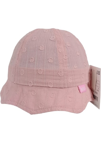 Kitti 1-3 Yaş Kız Çocuk Pembe Renk Desenli Yazlık Maksi Şapka