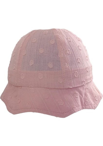 Kitti 1-3 Yaş Kız Çocuk Pembe Renk Desenli Yazlık Maksi Şapka