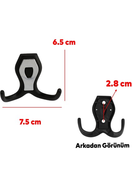 Vestiyer Mobilya Duvar Askısı Metal Dolap Elbise Askılığı Siyah Renk Askı Krom Kapaklı