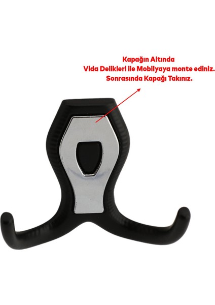 Vestiyer Mobilya Duvar Askısı Metal Dolap Elbise Askılığı Siyah Renk Askı Krom Kapaklı
