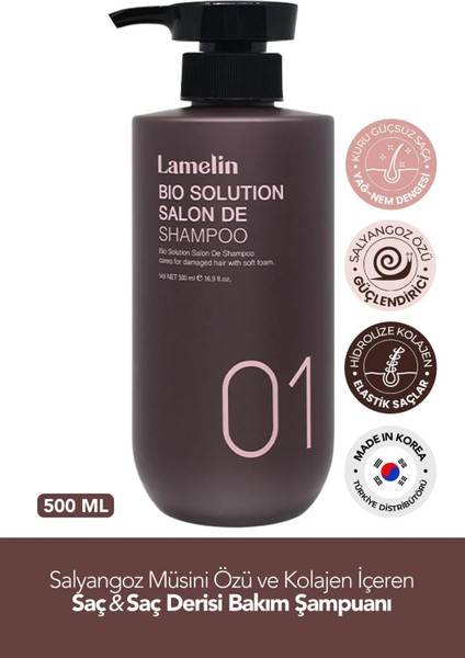 Collagen Içeren Saç ve Saç Bakım Şampuanı Lamelin Bio Solution Salon Shampoo 500 ml