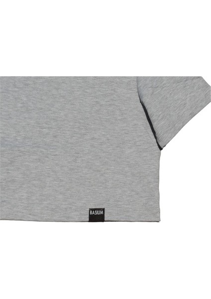 Gri Oversize Basic Kadın Crop Tshirt