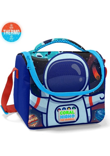 Kids Astronot Desenli Saks Mavi Dört Bölmeli Okul Sırt Çantası 4SET23724