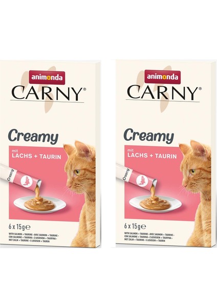 Carny Creamy Somonlu ve Taurinli Kedi Sıvı Ödülü 6 x 15 Gr. 2 Li