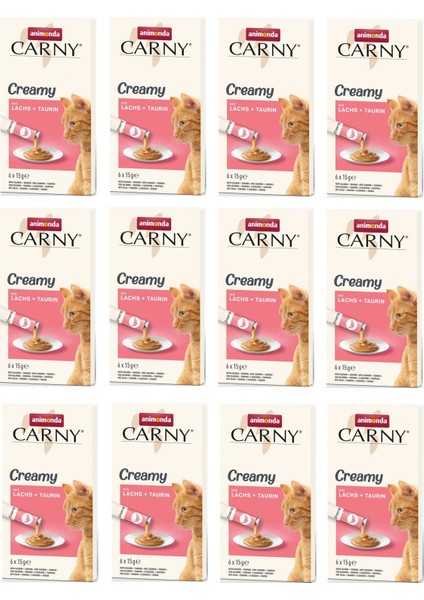 Carny Creamy Somonlu ve Taurinli Kedi Sıvı Ödülü 6 x 15 Gr. 12 Li