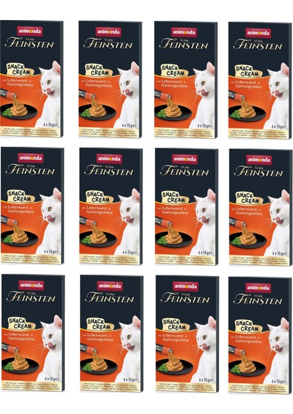 Vom Feinsten Snack Cream Ciğer Ezme ve Sebzeli Kedi Sıvı Ödülü 6 x 15 Gr. 12 Li