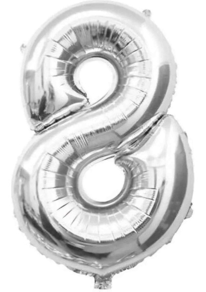 8 Rakam Gümüş Folyo Balon 16 Inç 36 cm