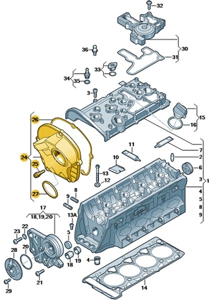 Vw Passat cc 2009-2012 1.8/2.0 Tfsi Eksantrik Yan Kapak 06H103269H