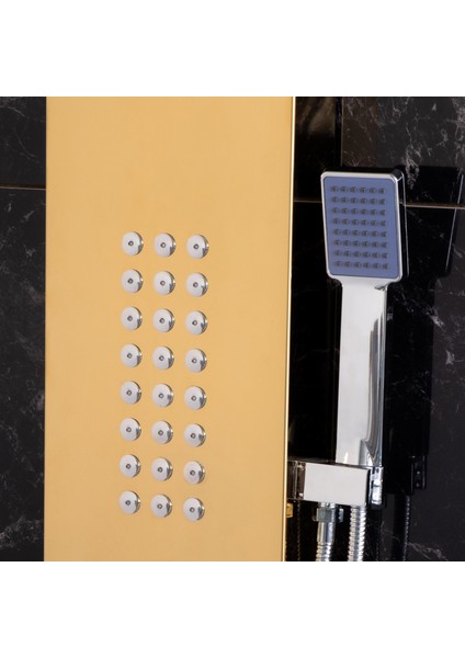 Banora Infinity Lux Duş Paneli, 5 Fonksiyonlu, Paslanmaz Çelik, Tepe Duş, Şelale Sistem, Altın indirimleri