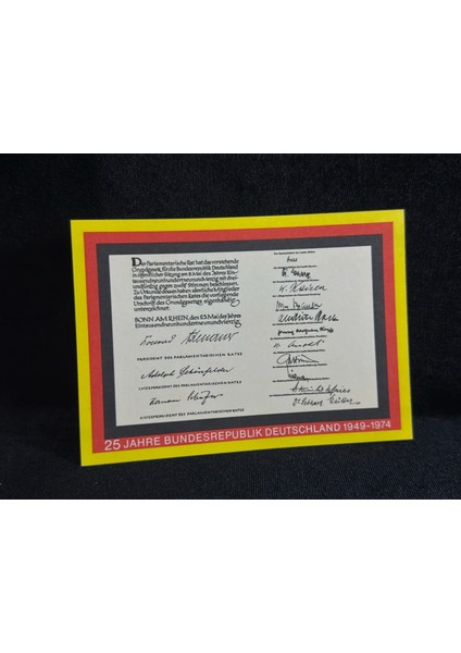 Antiye 1974 Almanya Anayasa Brd K Sonderkarte (3eb) "25 Jahre Brd Deutschland" Grundgesetz 23.5.1949 fiyatları