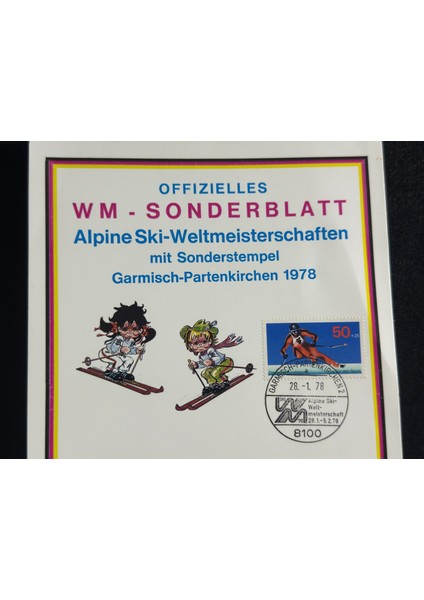 Almanya 1978 Offızıelles Wm Sonderblatt Alpine Ski-Weltmeisterschaften alp Disiplini Dünya Şampiyonası Nadir***