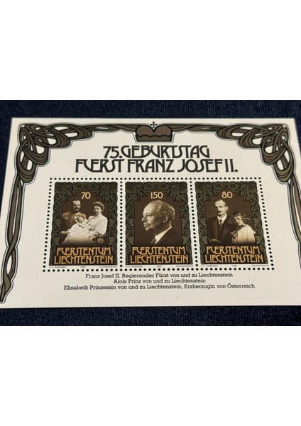 1981 Lıechtensteın Prens Franz Joseph'in 75. Doğum Günü Mnh Blok