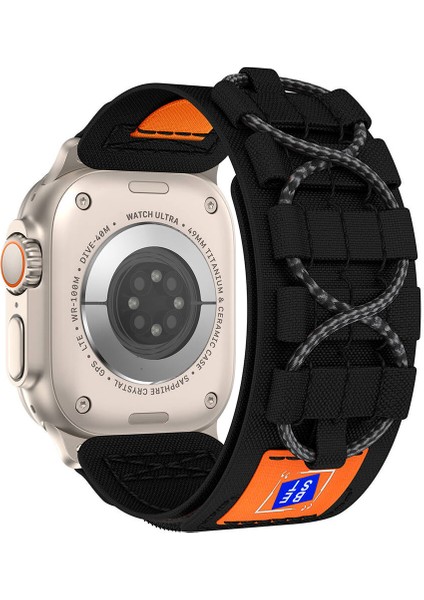 Apple Watch Ultra 49MM Uyumlu - Krd-99 Hasır Kordon-Siyah