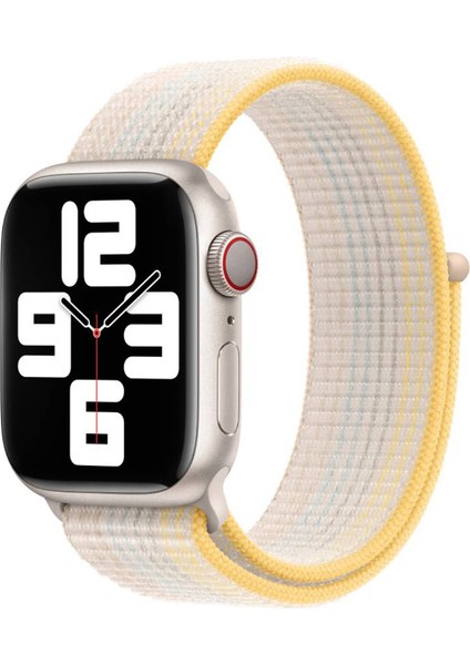 Apple Watch 44MM Uyumlu Krd-03 Hasır Kordon - Starlight