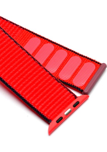 Apple Watch Ultra 49MM Kordon Uyumlu Krd-03 Hasır Strap Kayış - Stripe Red modelleri
