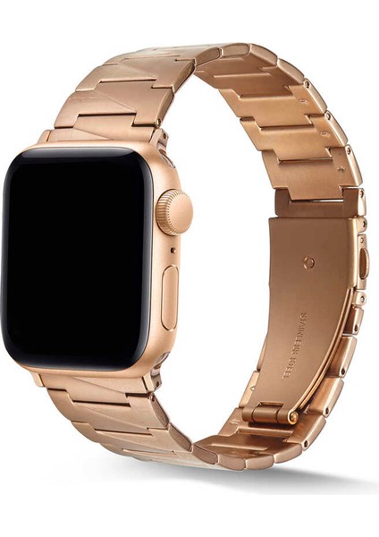 Apple Watch Ultra 49MM Kordon Uyumlu Krd-48 Metal Strap Kayış - Rose Gold