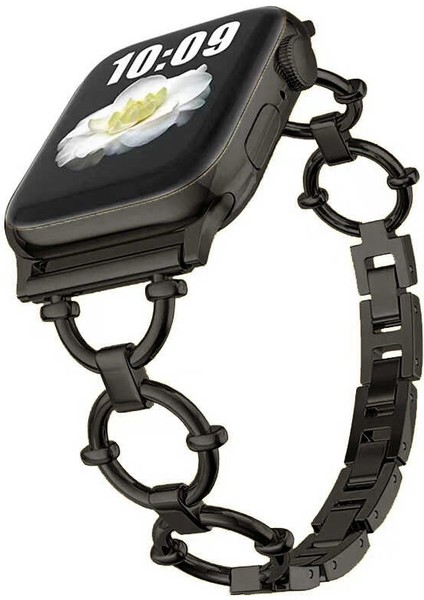 Apple Watch 44MM Uyumlu Krd-56 Metal Kordon - Siyah
