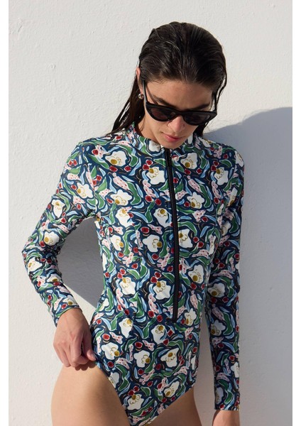 Desenli Fermuarlı Surf Mayo Multi Color fiyatları