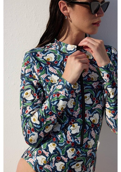 Desenli Fermuarlı Surf Mayo Multi Color modelleri